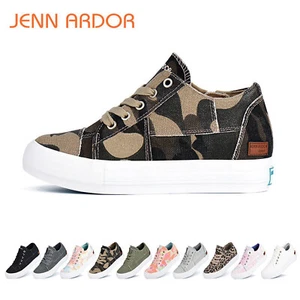 Womens Hidden Wedge Canvas Sneakers Zipper Platform Walking Shoes Casual Fashion - Picture 1 of 65