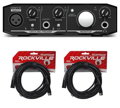 Mackie Onyx Artist 1.2 2x2 USB Audio Recording Studio Interface + (2) XLR Cables - Image 1 of 4