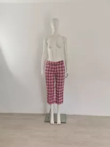 Pantaloni vintage Burberry rosa UK 12 EU 40 Nova = check tartan crop chino anni 90 Y2K - Foto 1 di 12