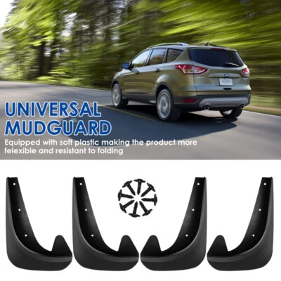 4PCS EVA Plastic Wearing Mud Flaps Splash Guards Fit For Car Front & Rear Fender - Image 1 of 4
