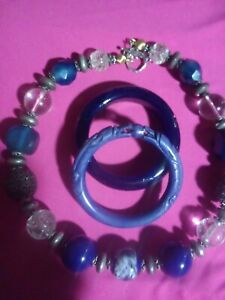 Chinese Shou Crystal /sterling Necklace (2)Bangle  LAPIS (1) Dragon   (1)Crystal