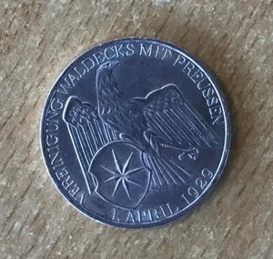 Weimarer Republik 3 Reichsmark 1929 A Vereinigung Waldeck Silber - Bild 1 von 7
