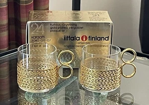 2 Iittala Ahlstrom Cups 24 Karat Gold New in Box Timo Sarpaneva - Picture 1 of 7