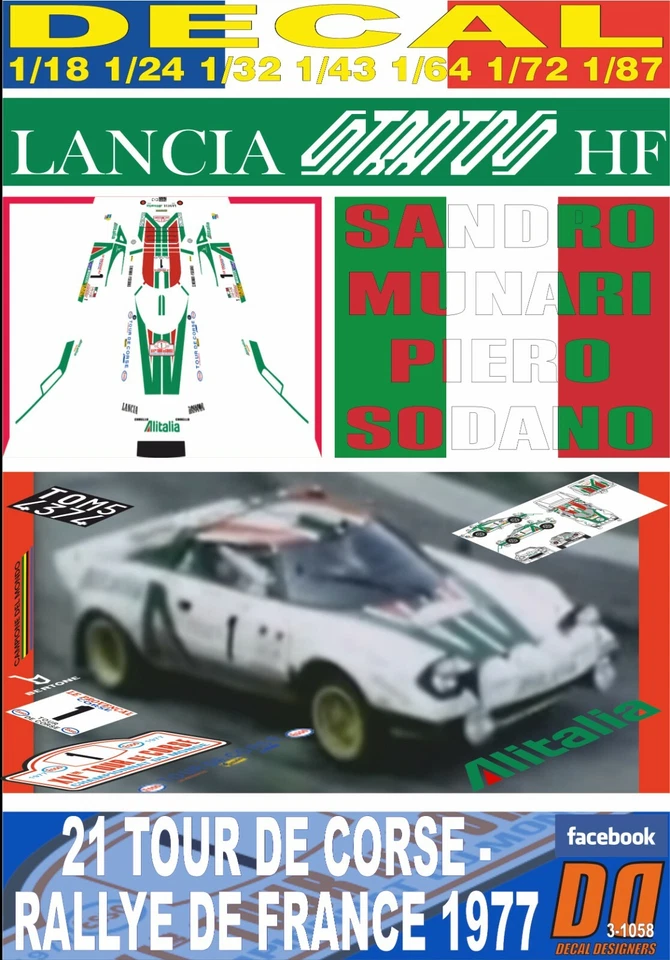 DECAL LANCIA STRATOS HF S.MUNARI TOUR DE CORSE 1977 DnF (02) - Photo 1/1