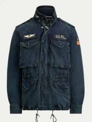 Polo Ralph Lauren мужской нашивка поле военного США флаг с капюшоном джинсовая куртка с Ярлыками - Изображение 1 из 4
