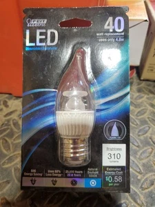 Feit 40w Replacement LED Bulb Flame Tip 310 Lumens Dimmable Chandelier LanterNOS - Picture 1 of 2