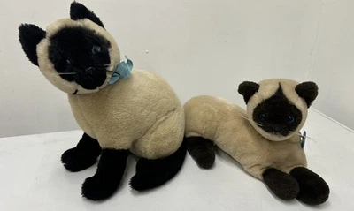 Par de gatos siameses de peluche Dakin 1986 vintage animales de peluche ojos azules 16" Foto 1 de 4