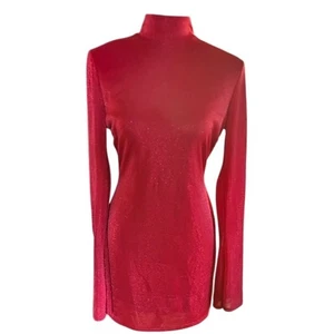 Lucy in the Sky Red Glitter Open Back Dress XS - Picture 1 of 6