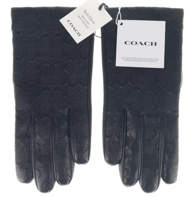 Coach Women's Signature Embossed Leather Tech Gloves Black Size 7 New w/ Tags - Image 1 of 3