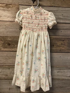 Vintage Polly Flinders Sz 3 T Hand Smocked Prairie Cottagecore Embroidered Dress - Picture 1 of 11
