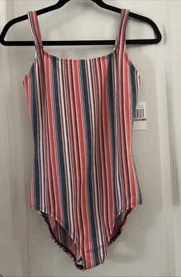 Traje de baño de una pieza para mujer Nautica - rayas naranja nuevo con etiquetas talla 12 Foto 1 de 4