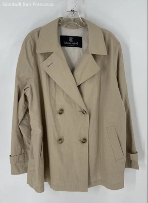 Casaco feminino Schneiders Salzburg bege algodão manga longa peito duplo ervilha 12 - Imagem 1 de 4