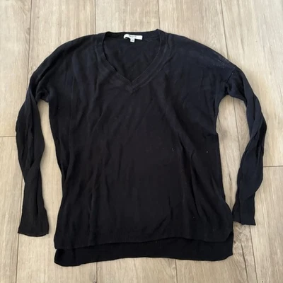 Suéter Madewell Mezcla de Lino Tejido Ligero Cuello en V Talla XS Negro Foto 1 de 4