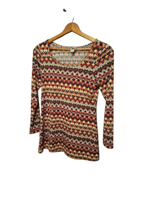 Top Pullover Ivy Jane Abstracto Estampado Azteca Colorido Damas Pequeño EE. UU. Boho Edgy Foto 1 de 4