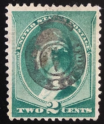 US 1887 #213 Green Washington 2c SON Round Fancy Cancel Used - Image 1 of 3