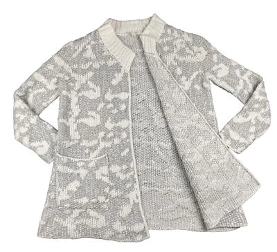 Suéter Eileen Fisher Mujer Blanco Gris XS Hebilla Cárdigan Abierto Algodón Orgánico Foto 1 de 4