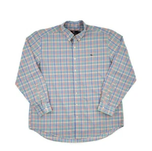 Chemise homme Vineyard Vines coupe slim baleine XL boutonnée manches longues plaid bleu - Photo 1/8
