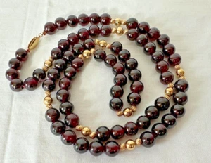 Vintage 14k Gold Perlen Station & Amethyst Perlen Halskette - Bild 1 von 8