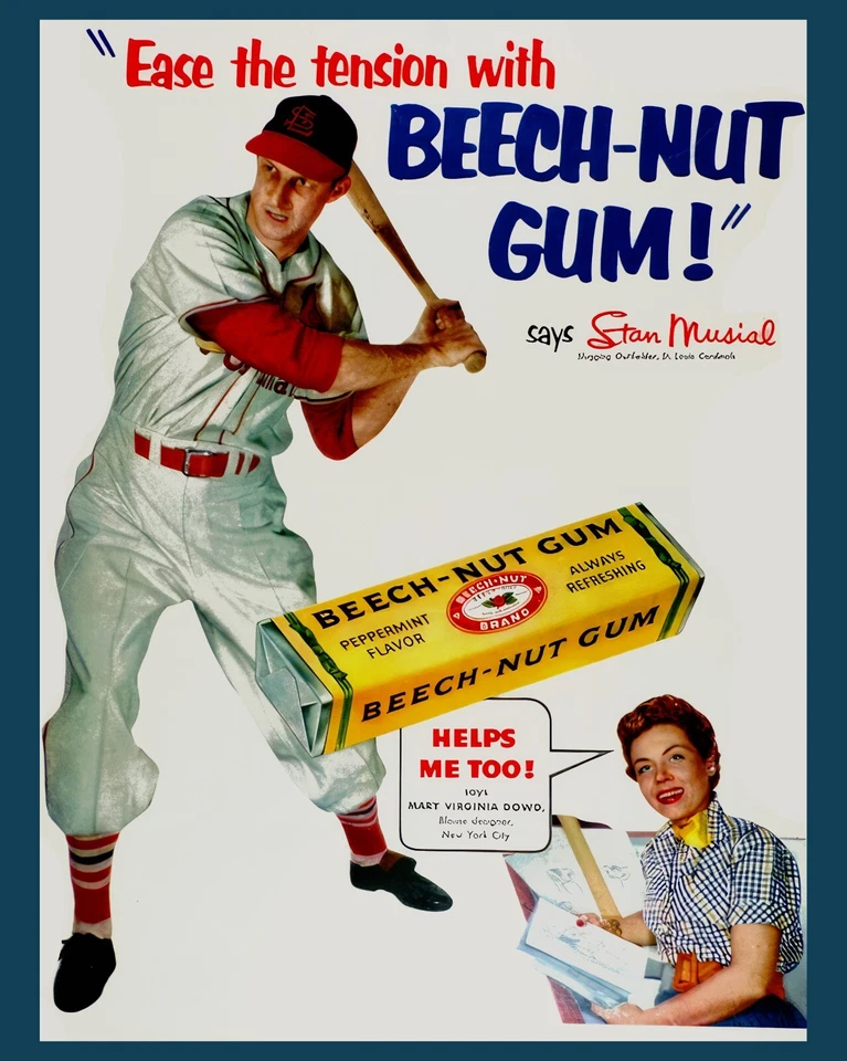 Stan Musial Beech-Nut Gum Advertisement Wall Art Poster - 8x10 Photo - Image 1 of 1