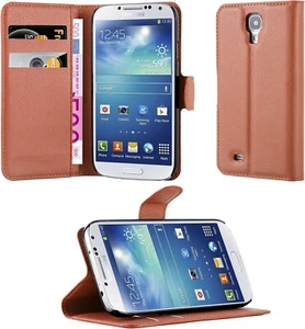 New Brown Card Holder Flip Wallet Leather Case Cover For Samsung Galaxy S4 - Zdjęcie 1 z 4