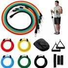 11PCS Resistance Band Set Yoga Pilates Abs Exercise Fitness Tube Workout Bands