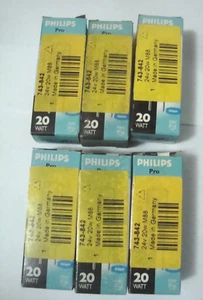 Philips 20W 24V G4 Clear Halogen Lamp Wedge Capsule Globe CL LOT of 6 - Picture 1 of 4