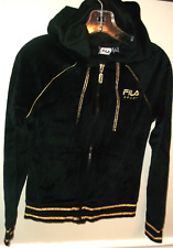Fila Black with Gold Accents Velvet 2 Piece Tracksuit Activewear Size XS EUC