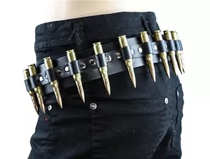CINTURA PROIETTILE IN PELLE BIKER MOTO METAL ROCKER PUNK CYBER FETISH STAGE GOTH - Foto 1 di 3