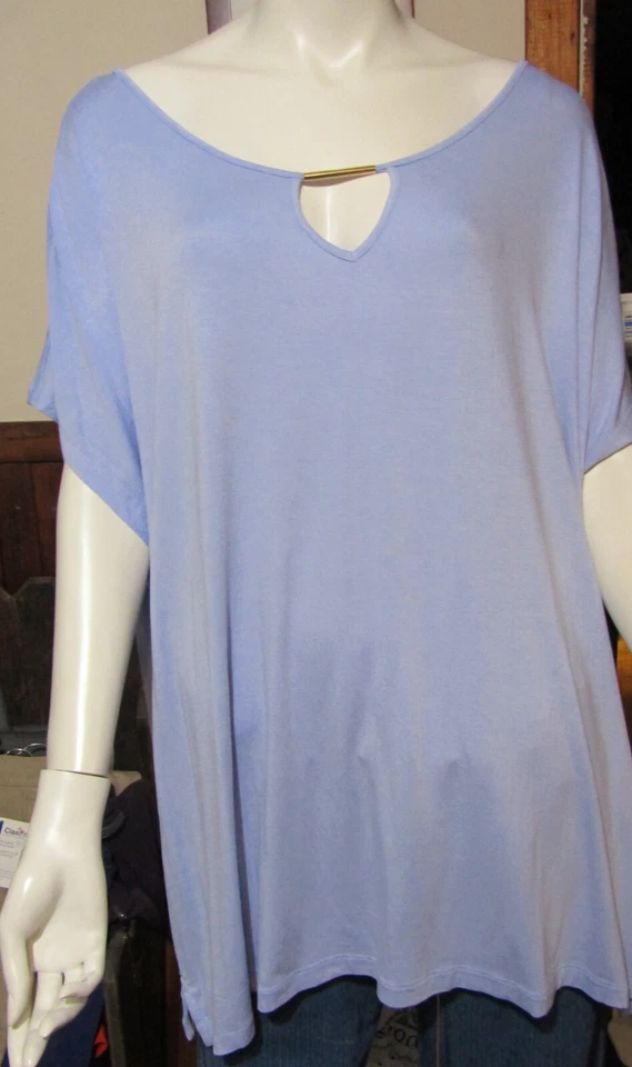 JACLYN SMITH" WOMANS 1X BABY BLUE SS DRESS/CASUAL TOP HARDWARE TEE NWT - Image 1 of 1