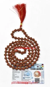 9 Mukhi Rudrasksha Mala Nine Face Rudraksh Rosary 108+1 Lab Certified 8 - 9 MM - Picture 1 of 2