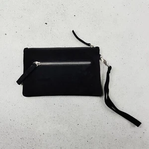 TEDDY SINCLAIR Black Suede Leather Small Wristlet Bag - Picture 1 of 10