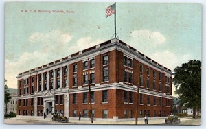 Postcard KS 1911 Wichita YMCA Building Old Cars H3 - Picture 1 of 2