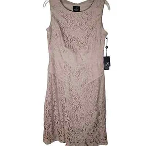 Adrianna Papell Spitzenkleid 8 neu mit Etikett ärmellos gefüttert blass rosa mit Reißverschluss - Bild 1 von 8