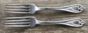 2 1911 Antique 1847 Rogers Bros IS XS Triple Plate “Old Colony” Forks 7 1/2”