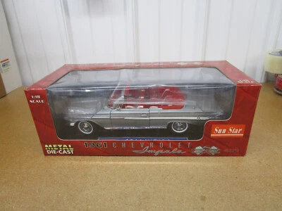 Chevrolet Impala SS 409 1961 1/18 Sun Star fundido a presión caja plateada coche convertible ND Foto 1 de 4
