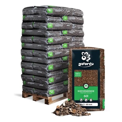 GALAMIO Palette 39×60 l 2340 l Rindenmulch Kiefer Mix 5–60 mm – Garten | Mulch Deko