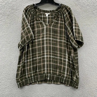 Camisa SONOMA feminina XXL blusa xadrez manga curta verde* - Imagem 1 de 4