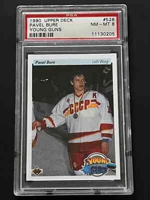 1990 Upper Deck Hockey Young Guns #526 Pavel Bure (RC) novato PSA 8 Foto 1 de 2
