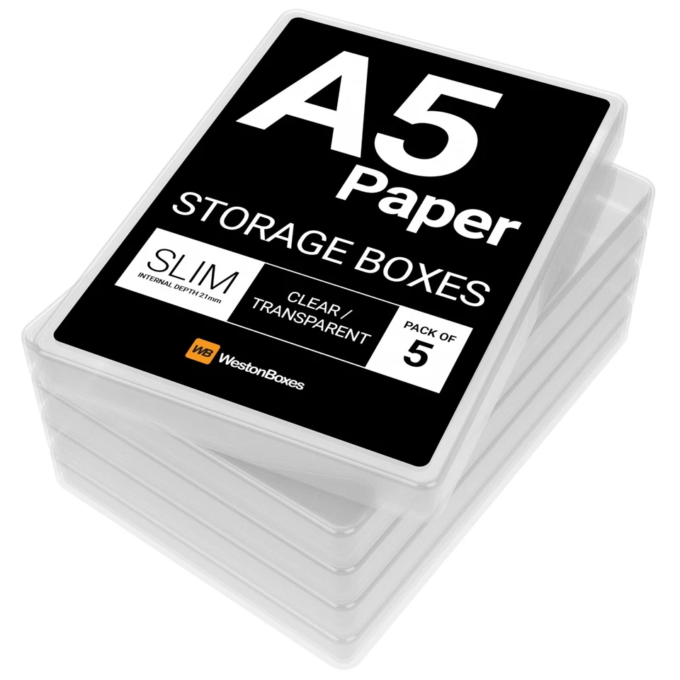 WestonBoxes A5 Slim Presentation Boxes with Lids for A5 Paper and Cardmaking