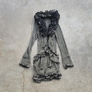 Vtg Y2k Whimisgoth Fairy Siren Knit Penny Lane Shaggy Cardigan Duster  - Picture 1 of 3