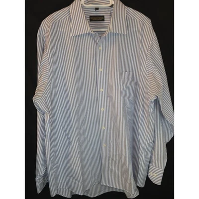 Camisa de vestir Donald J Trump Signature Collection para hombre azul a rayas 17 1/2 34/35 Foto 1 de 4