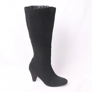Theme Boots Women's 9.5US 7UK 41EU Black Sueded Leather Tall Heeled Full Zip - Picture 1 of 14