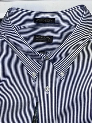 Arrow Fairfield Pinpoint Shirt Men's 18.5 34/35 Wrinkle-Free Regular Fit - Image 1 of 4