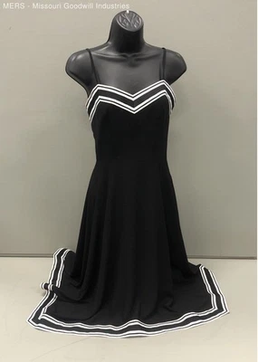 Vestido Ted Baker para mujer negro con patrón de rayas elegante elegante correa de espagueti Foto 1 de 4