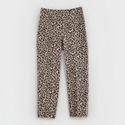 Pantalones Ann Taylor 6 Petite ajustados al tobillo marrón tostado beige estampado animal tiro alto nuevos con etiquetas Foto 1 de 4