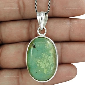 Hermanas Día Deal Ovalado Turquesa Natural Handmade Madre Bisel Colgante 925 - Imagen 1 de 5