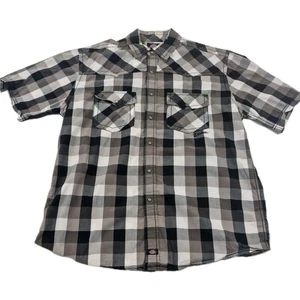 Dickies Black Checkered Short Sleeve Workwear Shirt Size M - Picture 1 of 4