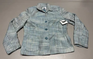 Nuevo Blazer De Colección Jaclyn Smith Mujer Talla 12 Azul Aqua Tweed 3 Botones Bolsillos Delanteros - Imagen 1 de 13