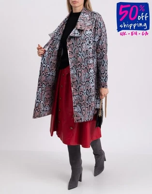 RRP €215 LA FILLE DES FLEURS Trench Coat Size S Reptile Pattern Made in Italy - Image 1 of 4