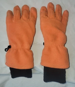 BOYS GIRLS LANDS END THERMACHECK FLEECE ORANGE WINTER SNOW MITTENS GLOVES KIDS L - Picture 1 of 8